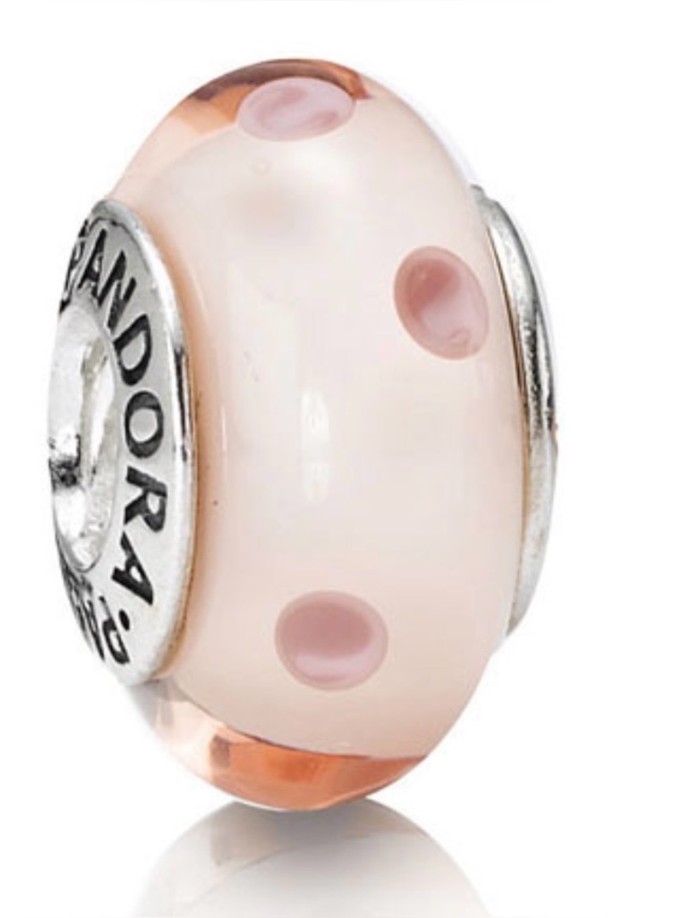 Pandora White Glass Bead Charms with Dots (Set of 3)